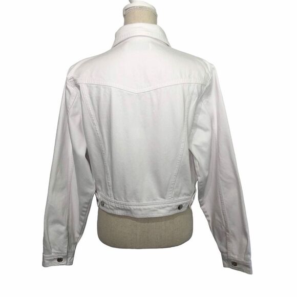 IRO Ubaldo Cropped Jean Jacket White Braided Detail US Size 6 - Picture 6 of 10